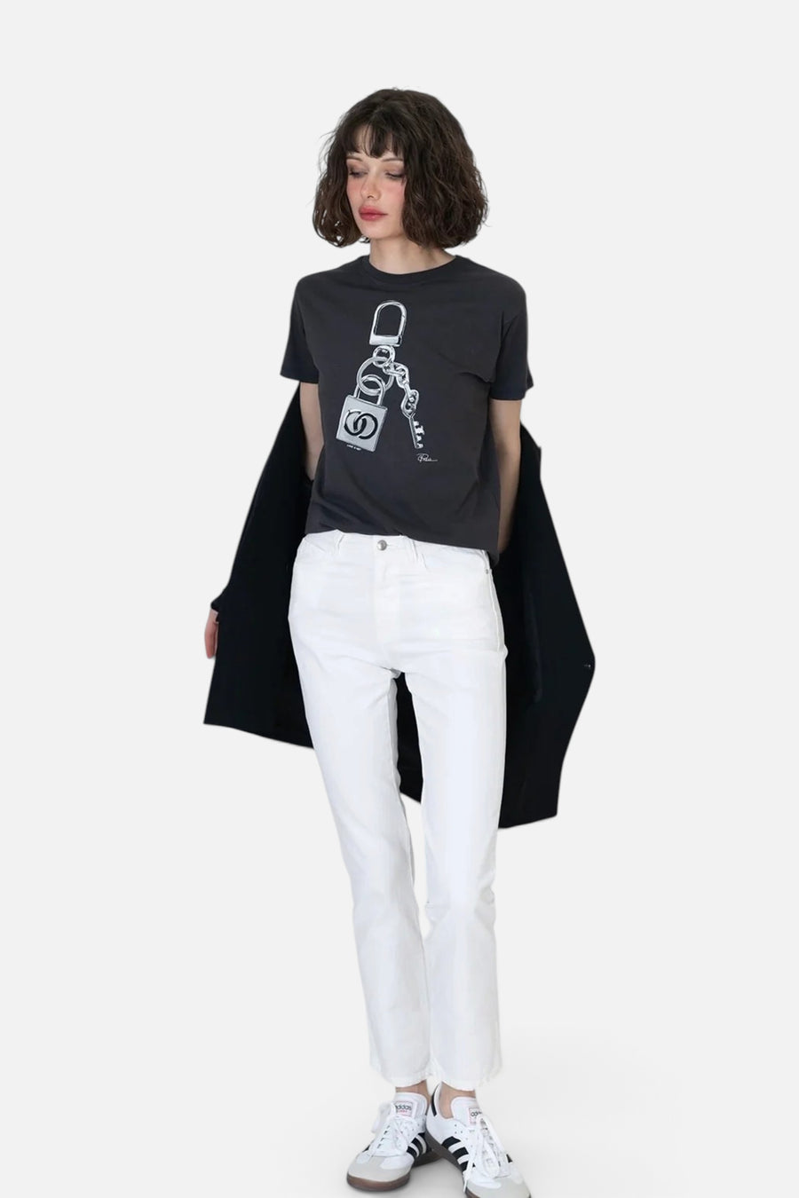 CPress Studio Lock N Key Mushie Tee in Black – side view