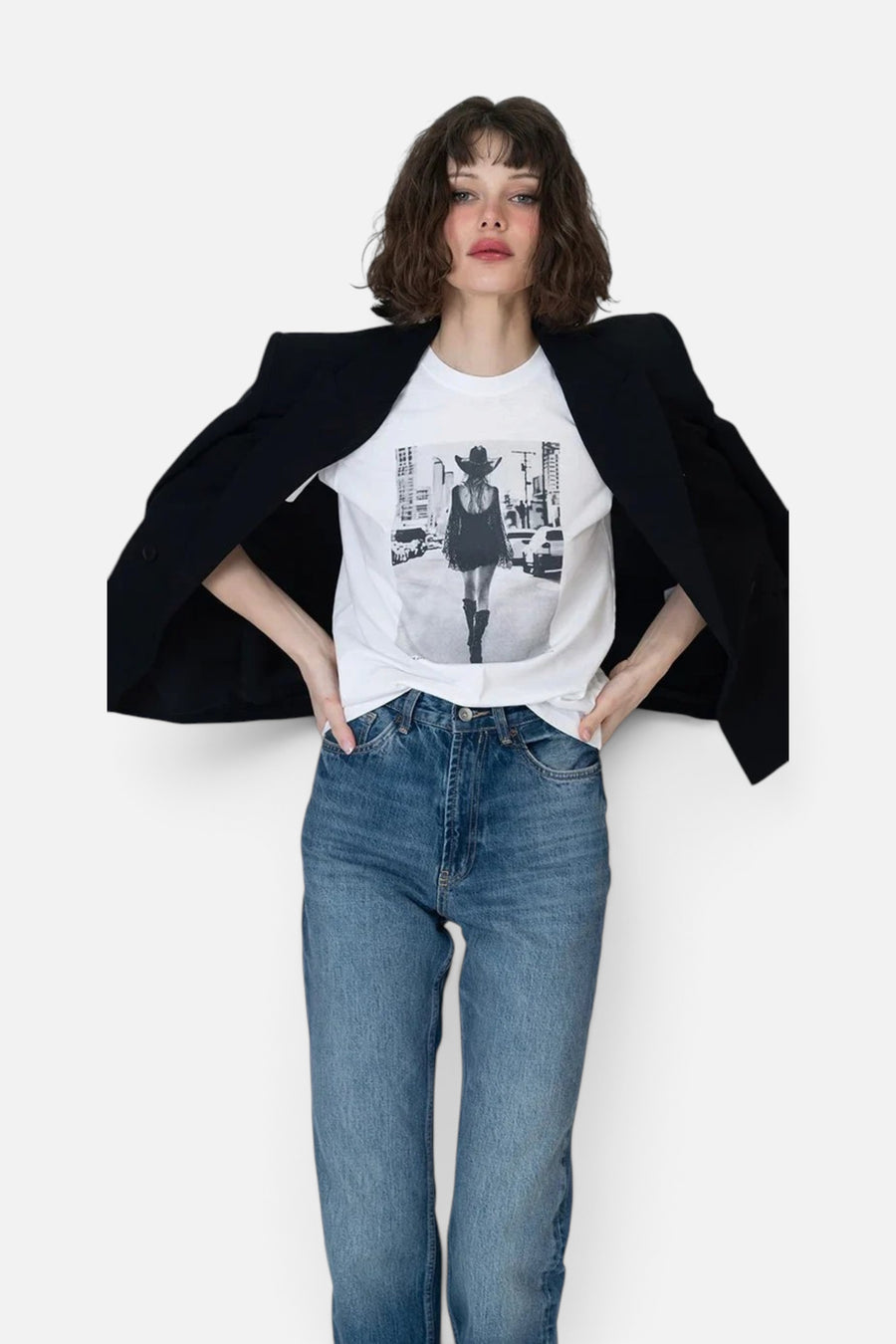 CPress Studio Lost In The City Mushie Tee in White – side view
