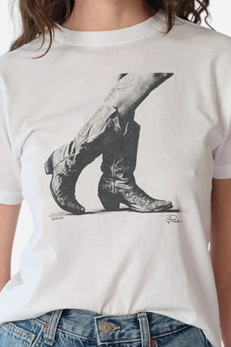 CPress Studio Outlaw Mushie Tee in Worn White – back view