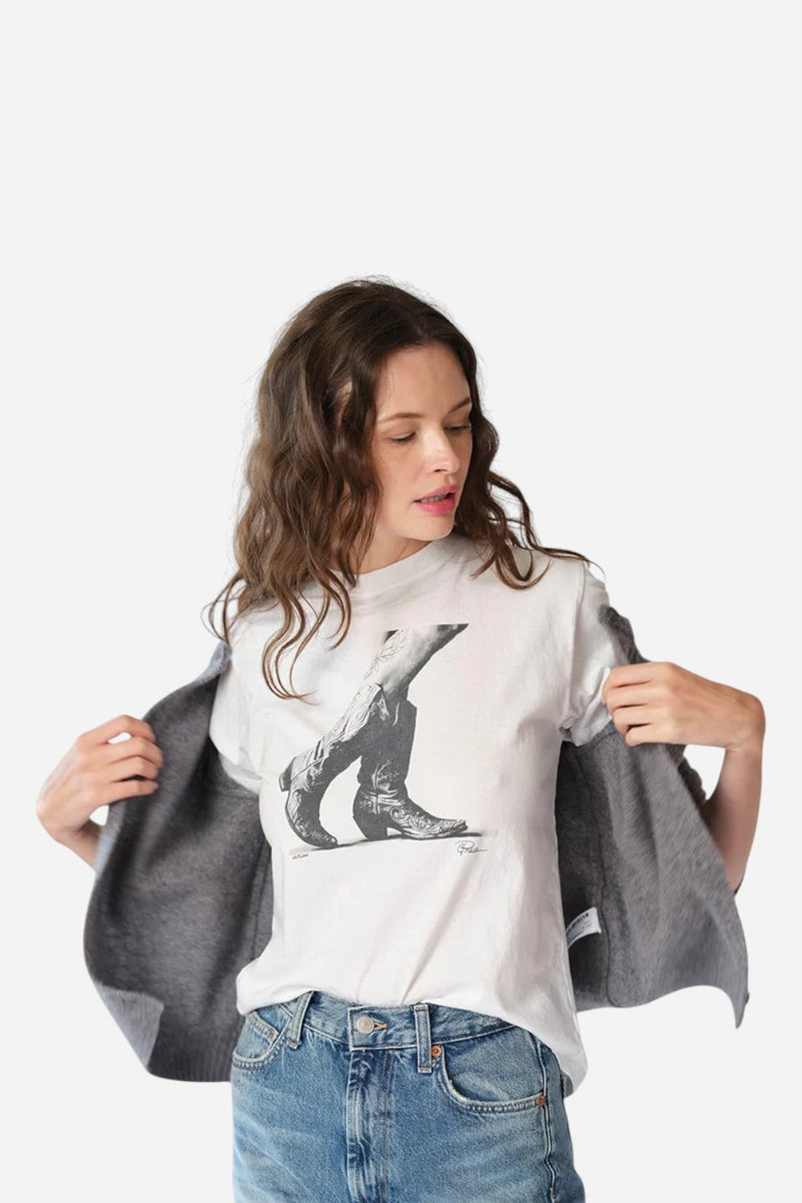 CPress Studio Outlaw Mushie Tee in Worn White – front view