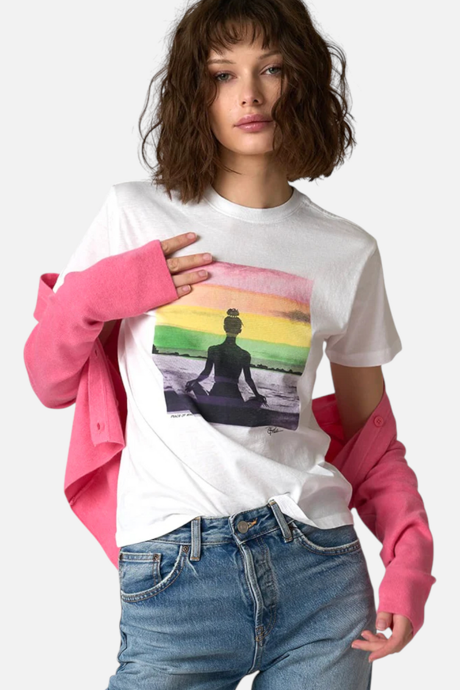 CPress Studio Peace Of Mind Mushie Tee Worn White Color – back view