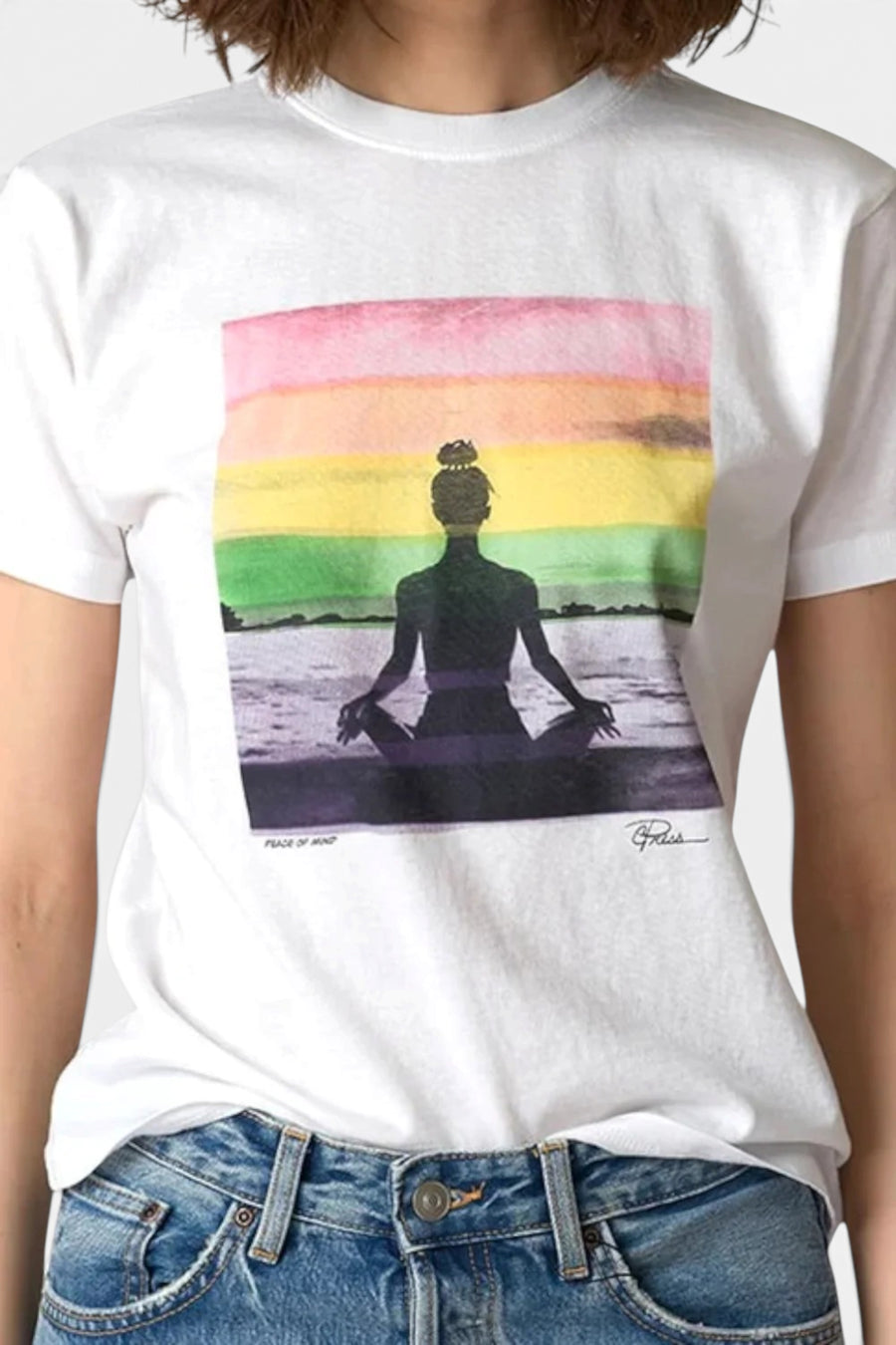 CPress Studio Peace Of Mind Mushie Tee Worn White Color – front view
