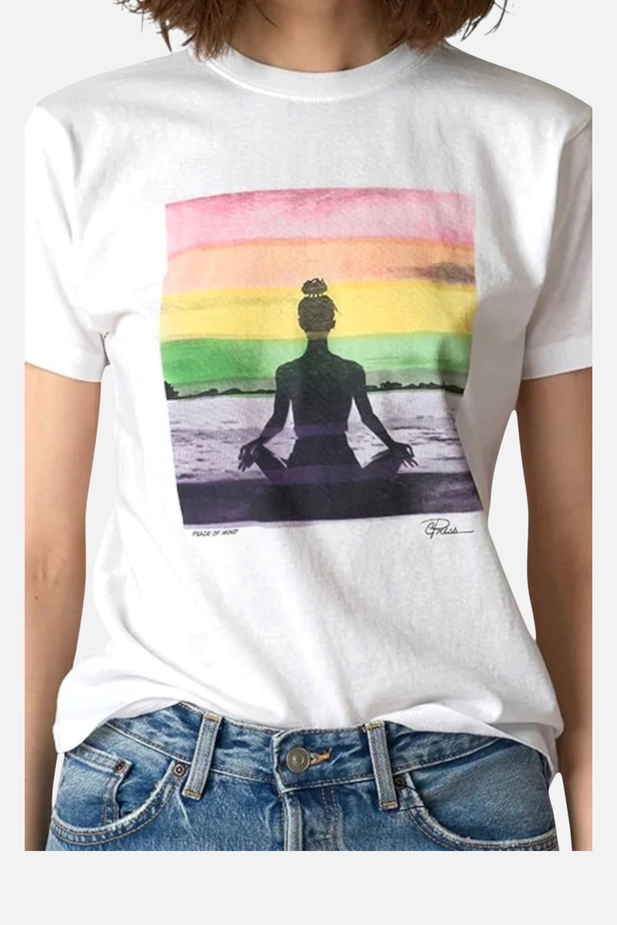 CPress Studio Peace Of Mind Mushie Tee Worn White Color – side view