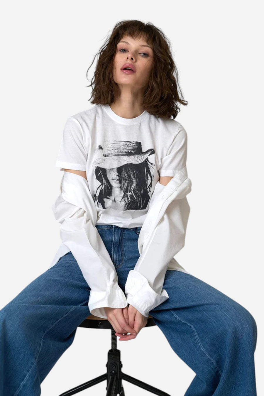 CPress Studio Pioneer Mushie Tee in Worn White – side view