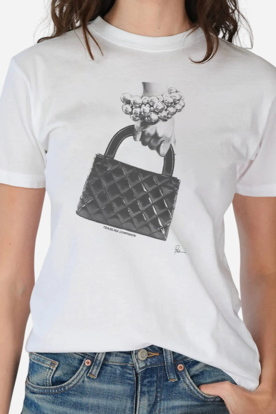 CPress Studio Traveling Companion Mushie Tee in Worn White – back view