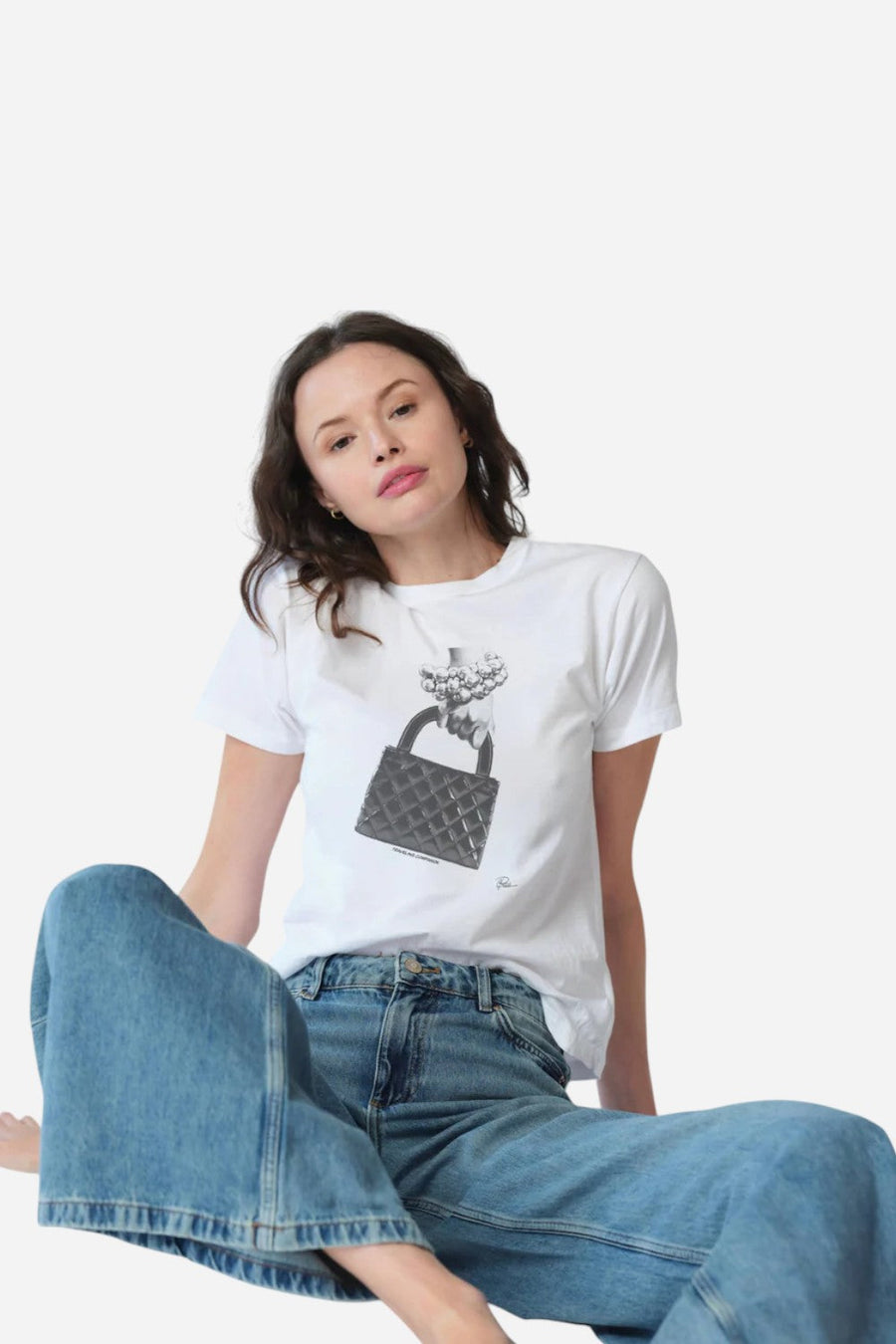 CPress Studio Traveling Companion Mushie Tee in Worn White – front view