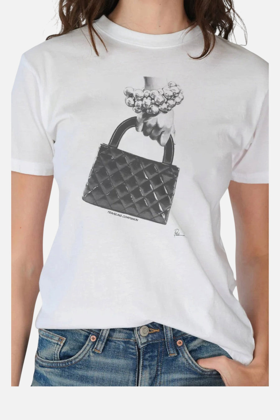CPress Studio Traveling Companion Mushie Tee in Worn White – side view