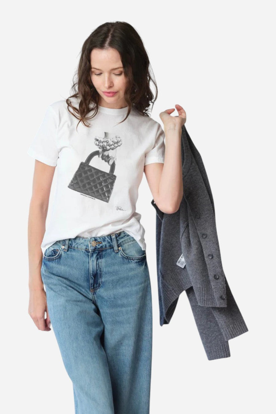 CPress Studio Traveling Companion Mushie Tee in Worn White – side view
