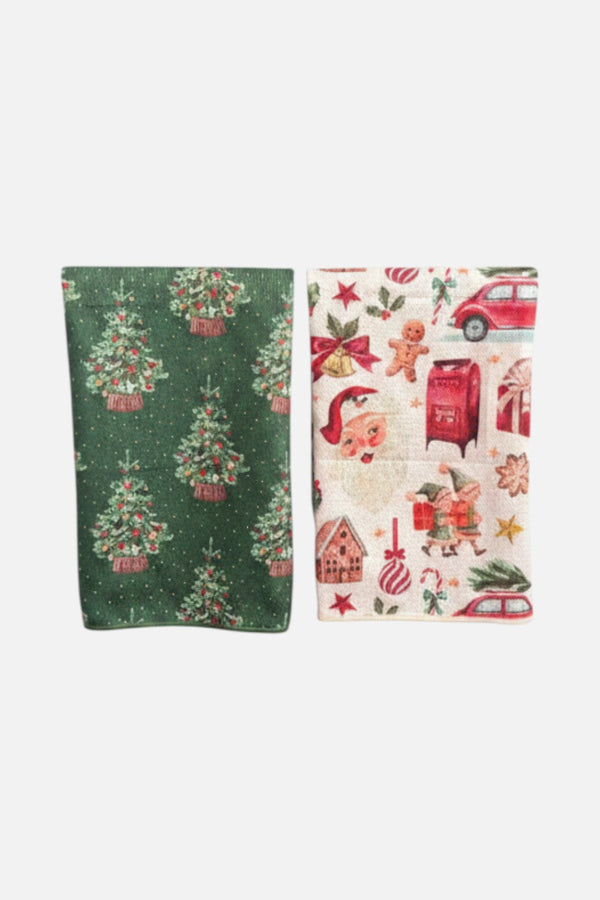 Crae Home Jolly Pines Christmas Lane Double-Sided Tea Towels, Set of 2