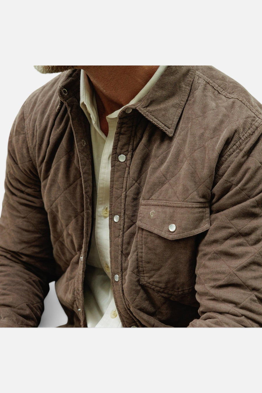 Criquet Corduroy Quilted Shacket in Pinecone – detail