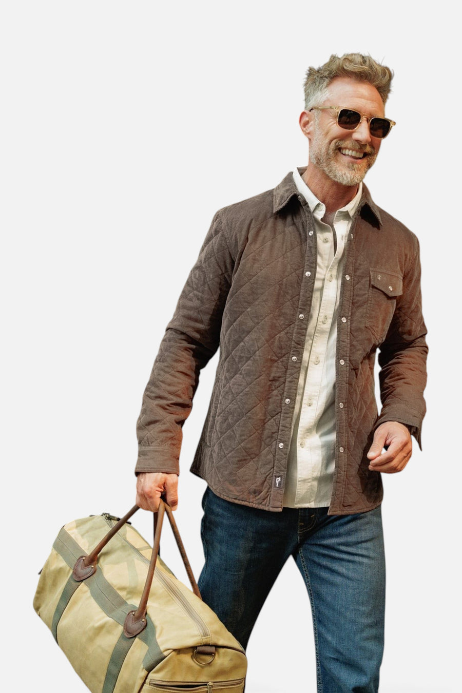 Criquet Corduroy Quilted Shacket in Pinecone – side view