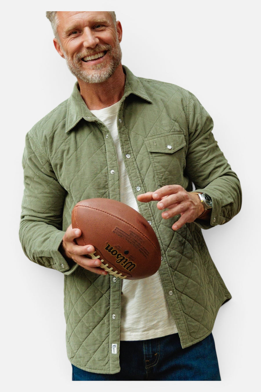 Criquet Corduroy Quilted Shacket in Willow – detail