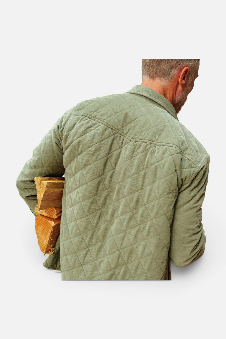 Criquet Corduroy Quilted Shacket in Willow – flat lay