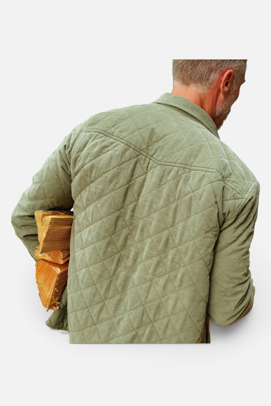 Criquet Corduroy Quilted Shacket in Willow – on model