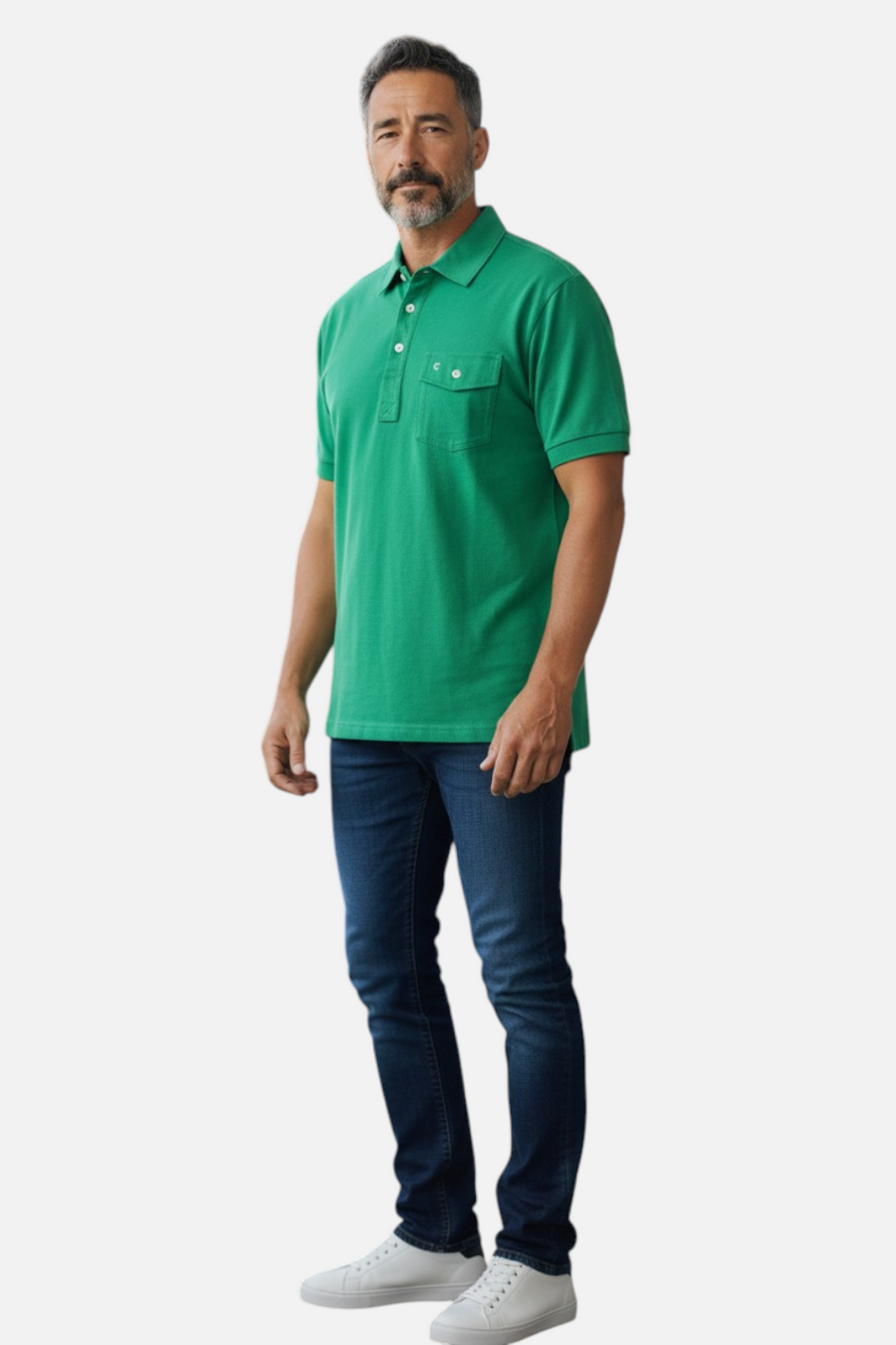 Criquet Men's Performance Players Shirt in Golf Green – back view