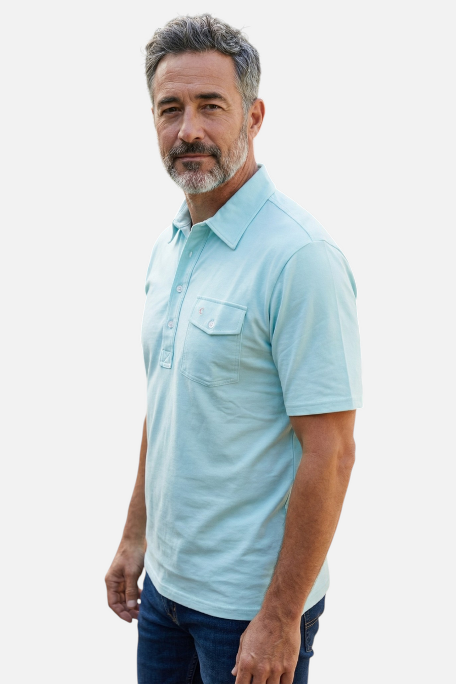 Criquet Men's Performance Players Shirt in Sea Breeze – back view