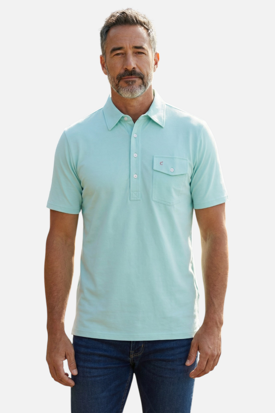 Criquet Men's Performance Players Shirt in Sea Breeze – front view