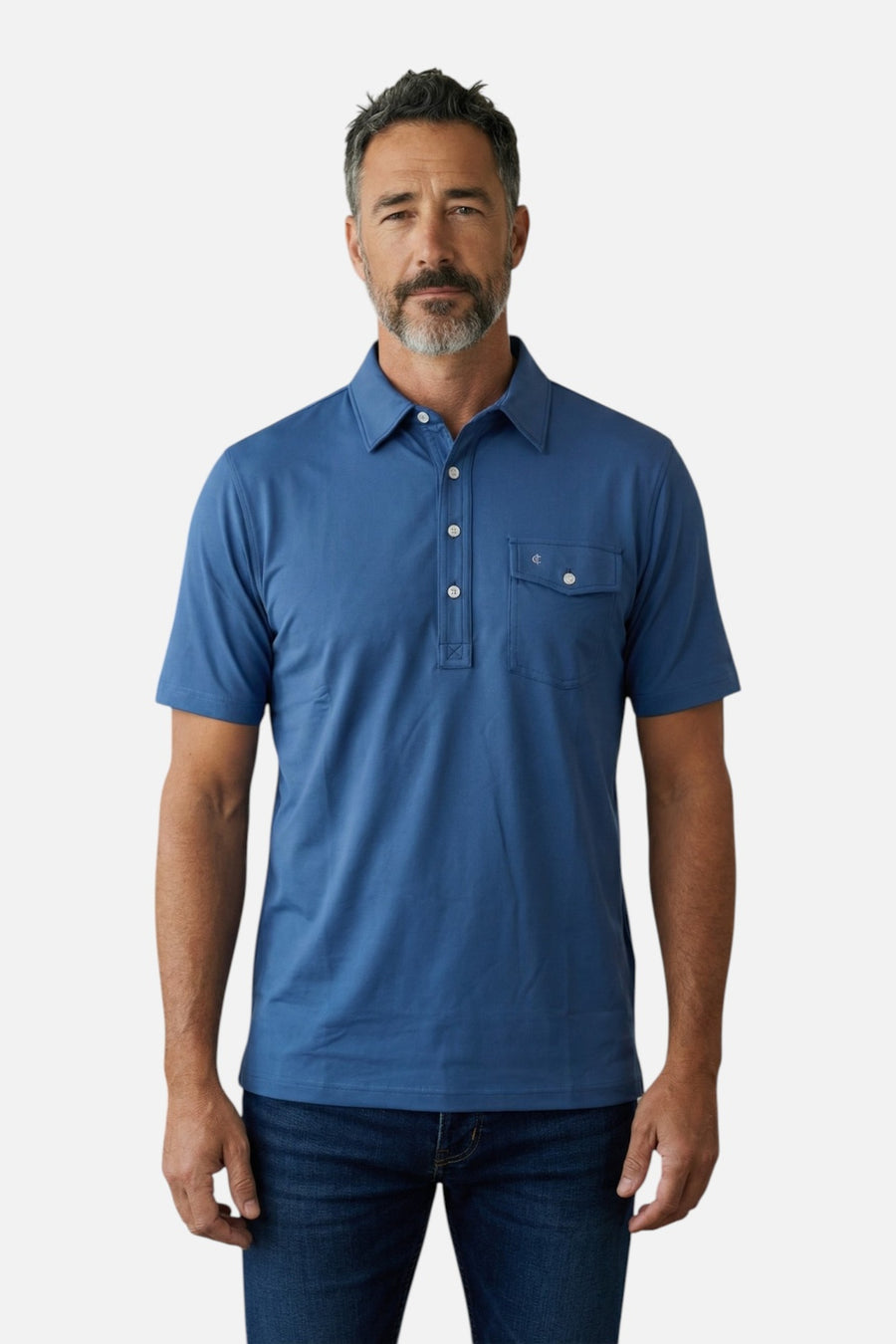 Criquet Men's Performance Sport Players Shirt in Vintage Navy – on model