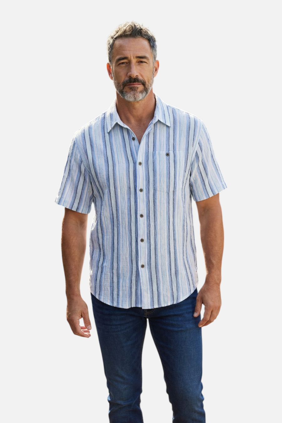 Criquet Men's The Beachcomber in Blue Multi – on model
