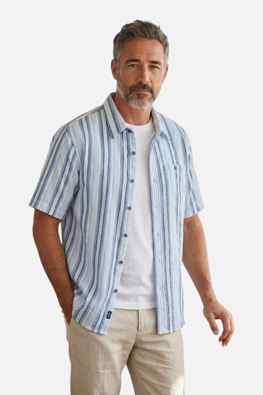 Criquet Men's The Beachcomber in Blue Multi – on model