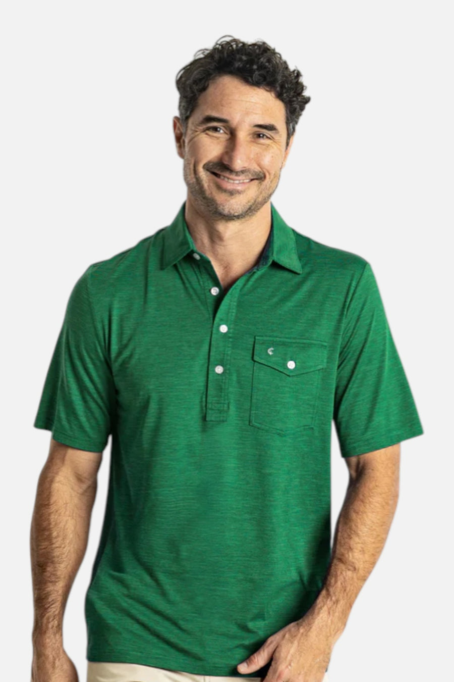Criquet Performance Sport Heather Players Shirt in Home Turf – on model
