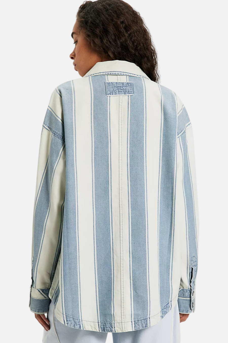 Free People Crossroads Striped Button-Down Shirt in Indigo Combo