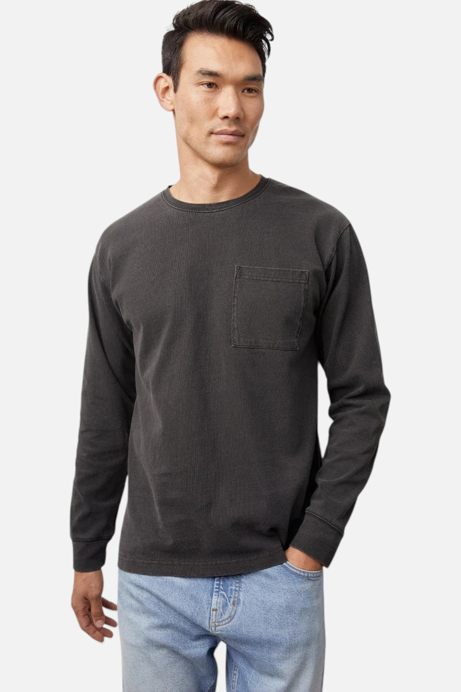 Cyd Long Sleeve T-Shirt in Washed Black – front view