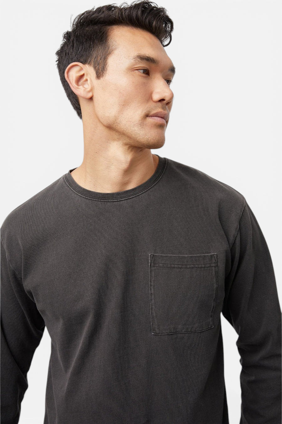 Cyd Long Sleeve T-Shirt in Washed Black – side view