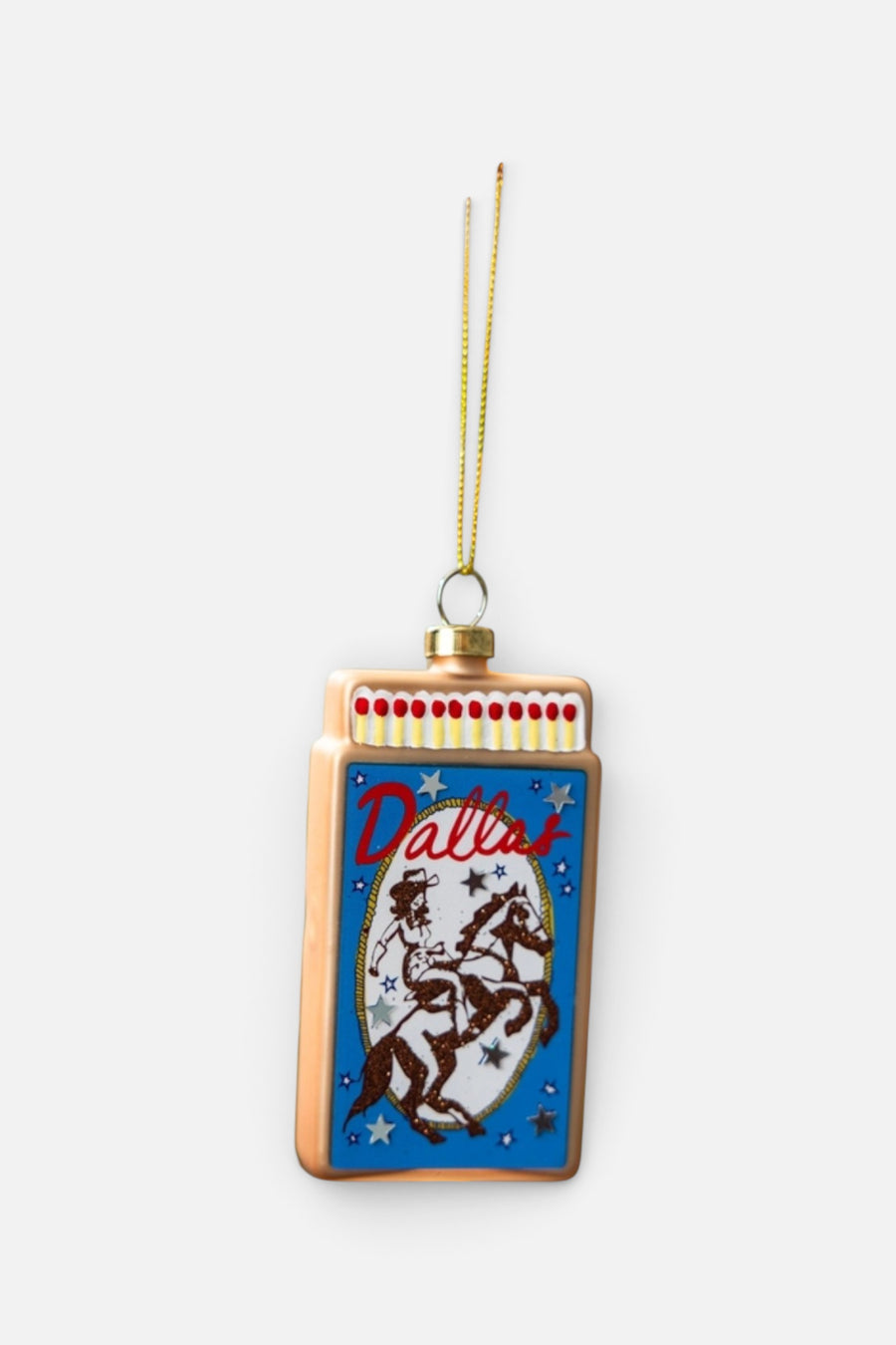 Dallas Matchbook Ornament – side view
