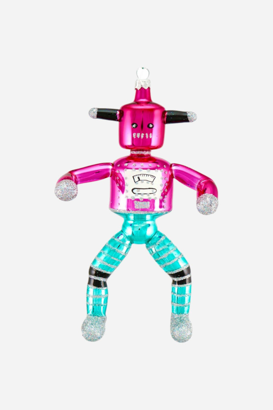 Dance Bot Ornament in Pink & Blue – front view