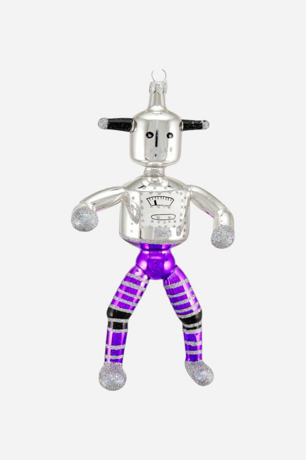 Dance Bot Ornament in Silver & Purple