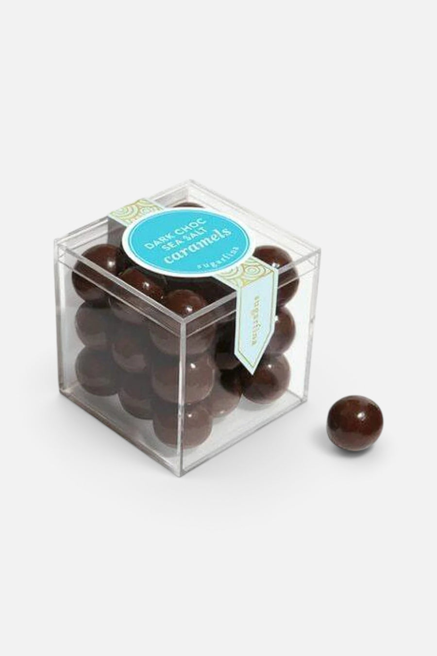 Dark Chocolate Sea Salt Caramels Small Cube – front view