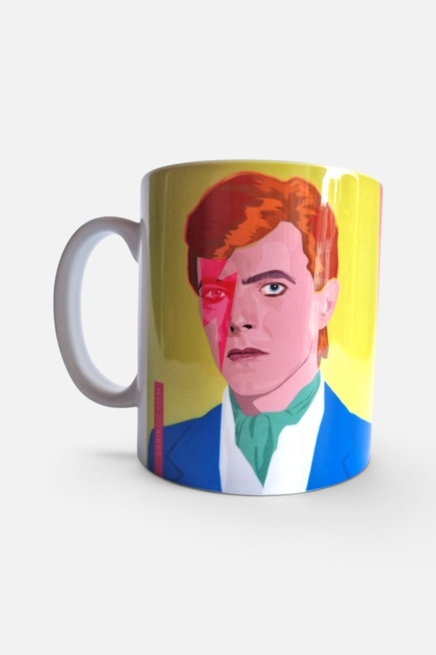 David Bowie Mug in Thunderbolt – back view