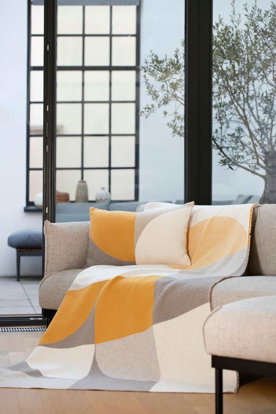 David Fussenegger Luca Throw in Modular Forms Mustard/Smoke – alternate