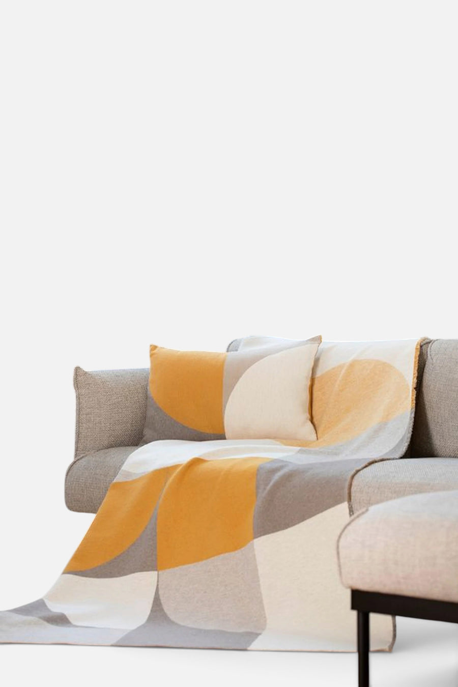 David Fussenegger Luca Throw in Modular Forms Mustard/Smoke – back view