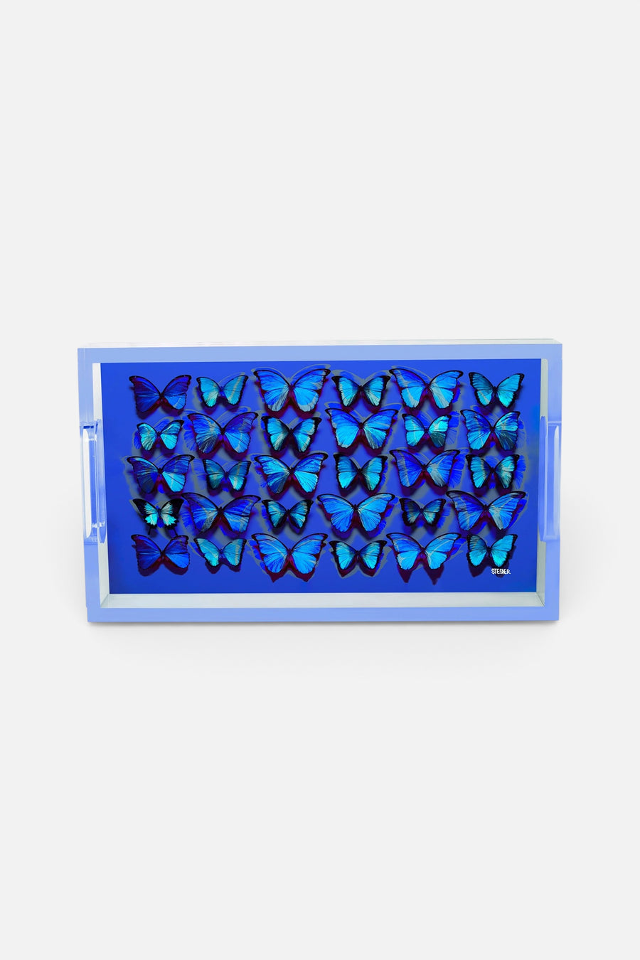 David Stesner Arthouse Cobalt Midnight Blues Large Acrylic Tray – front view