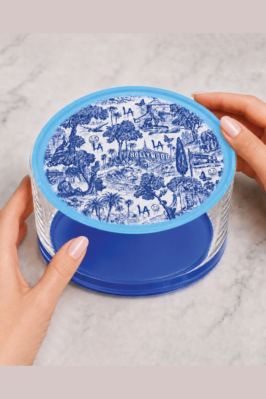 David Stesner Arthouse LA Urban Pop Toile Round Keepsake Box – alternate