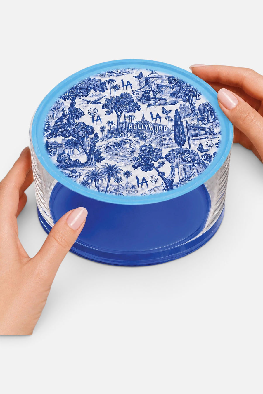 David Stesner Arthouse LA Urban Pop Toile Round Keepsake Box – back view