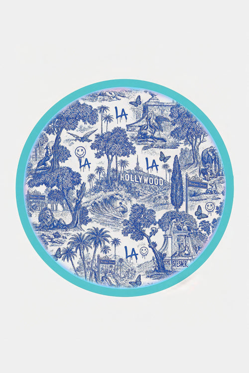 David Stesner Arthouse LA Urban Pop Toile Round Keepsake Box – front view