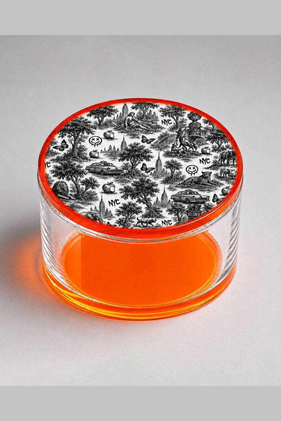 David Stesner Arthouse New York Urban Pop Toile Round Keepsake Box – detail