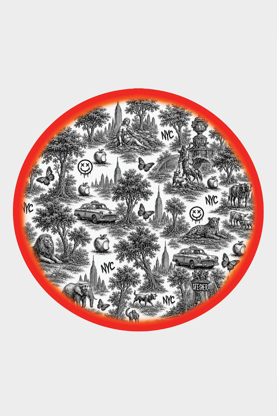 David Stesner Arthouse New York Urban Pop Toile Round Keepsake Box – front view