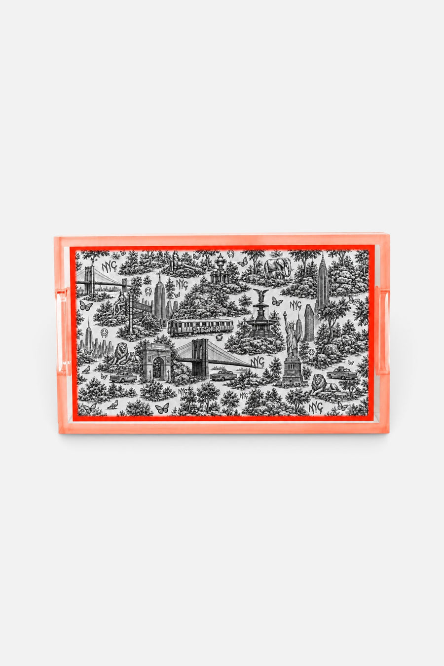 David Stesner Arthouse New York Urban Pop Toile Small Acrylic Tray – front view
