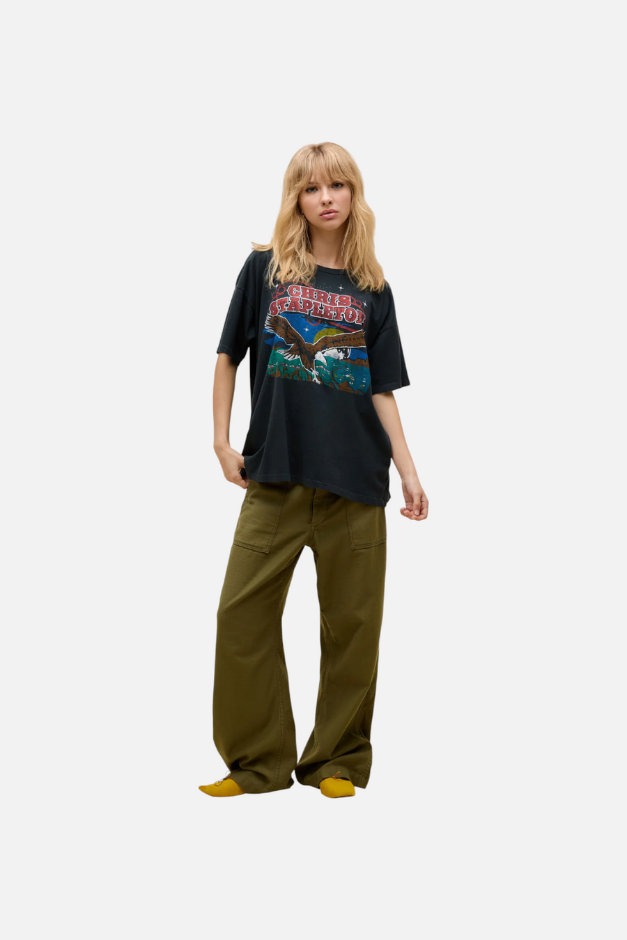 Daydreamer LA Chris Stapleton Wild Eagle Tee in Vintage Black – back view