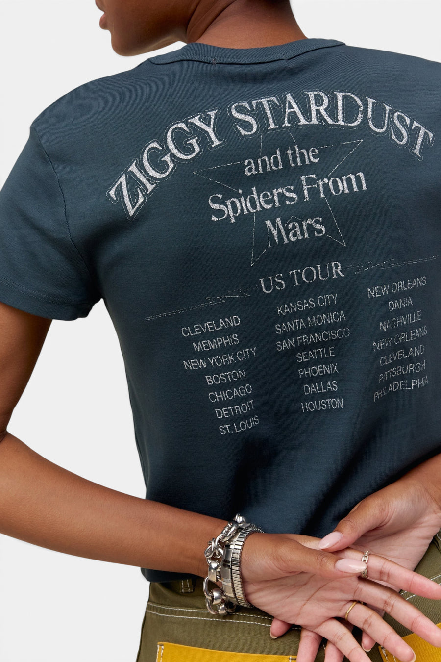 Daydreamer LA David Bowie Us Tour '72 Shrunken Tee in Vintage Black – back view