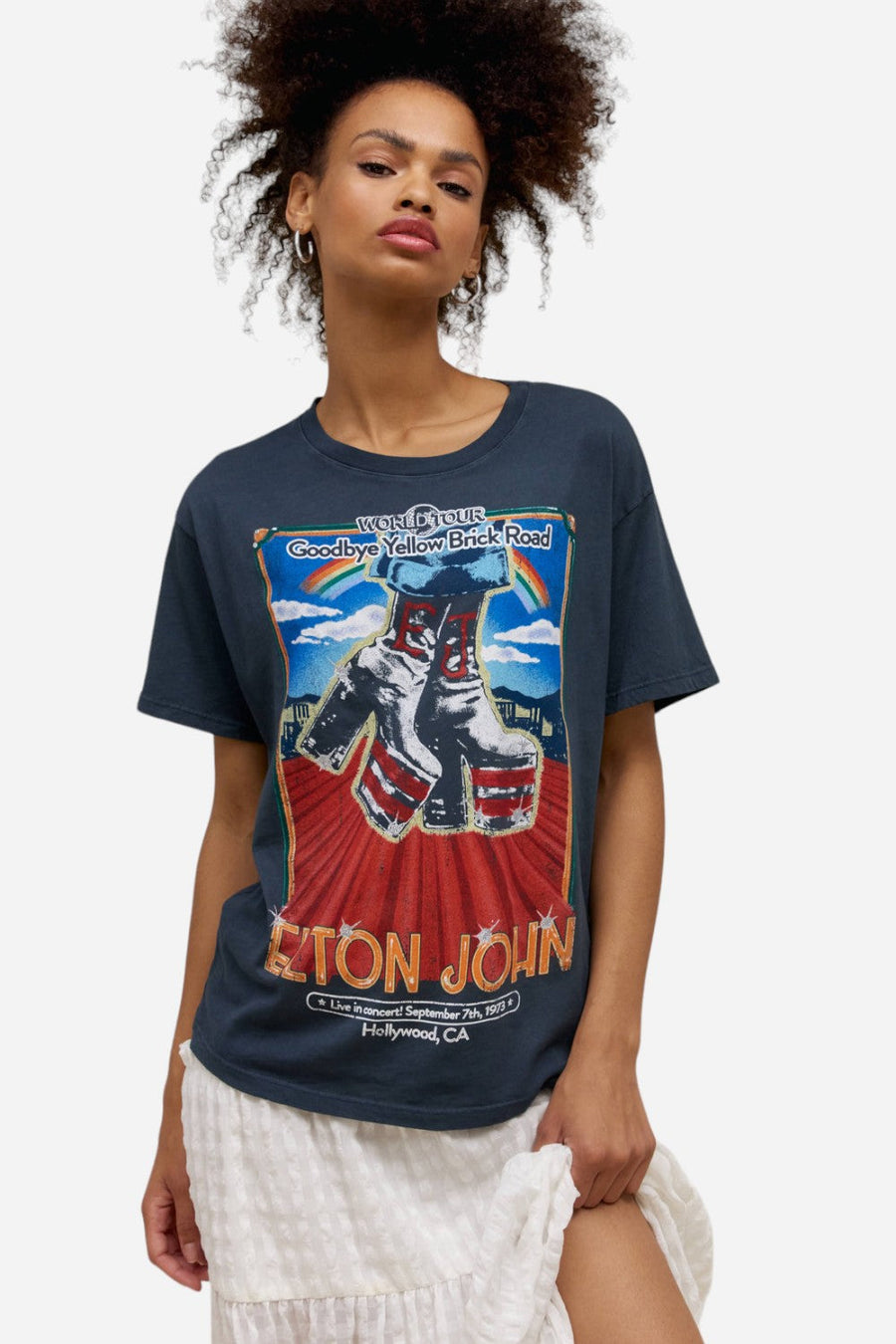 Daydreamer LA Elton John Hollywood Boots Boyfriend Tee – front view