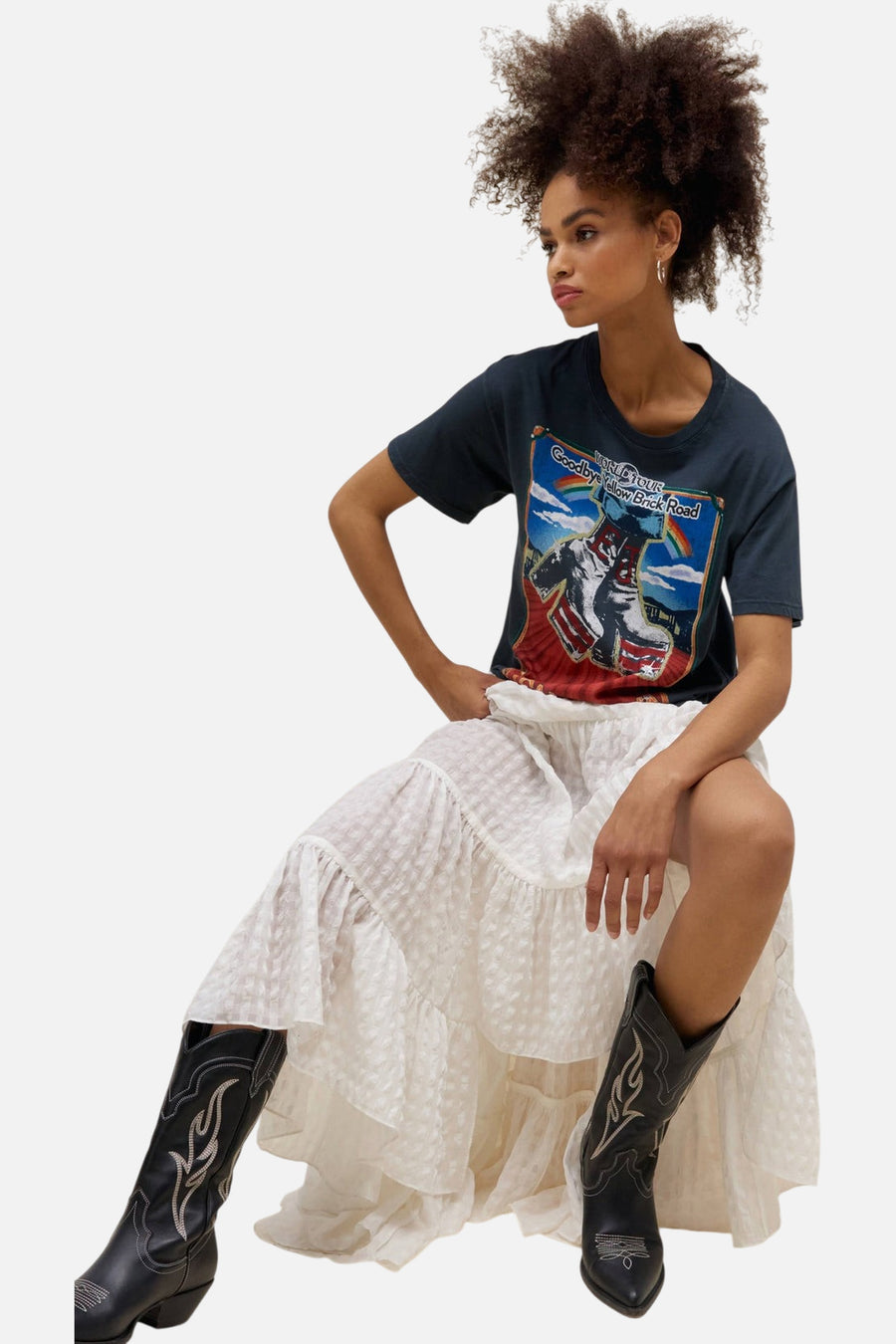Daydreamer LA Elton John Hollywood Boots Boyfriend Tee – side view