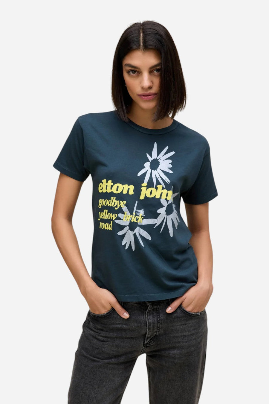 Daydreamer LA Elton John Yellow Brick Road Ringer Tee – side view