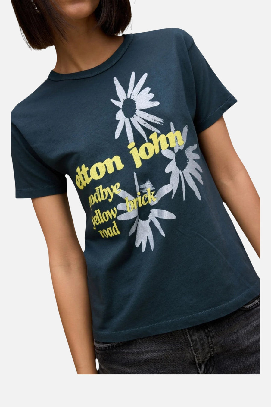 Daydreamer LA Elton John Yellow Brick Road Ringer Tee – side view