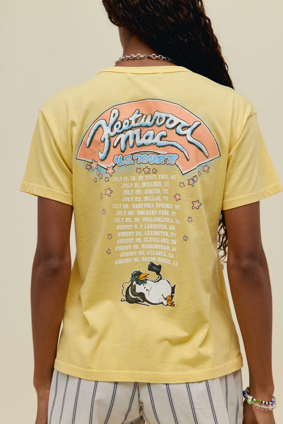 Daydreamer LA Fleetwood Mac Us '78 Ringer Tee in Yellow Bloom – back view