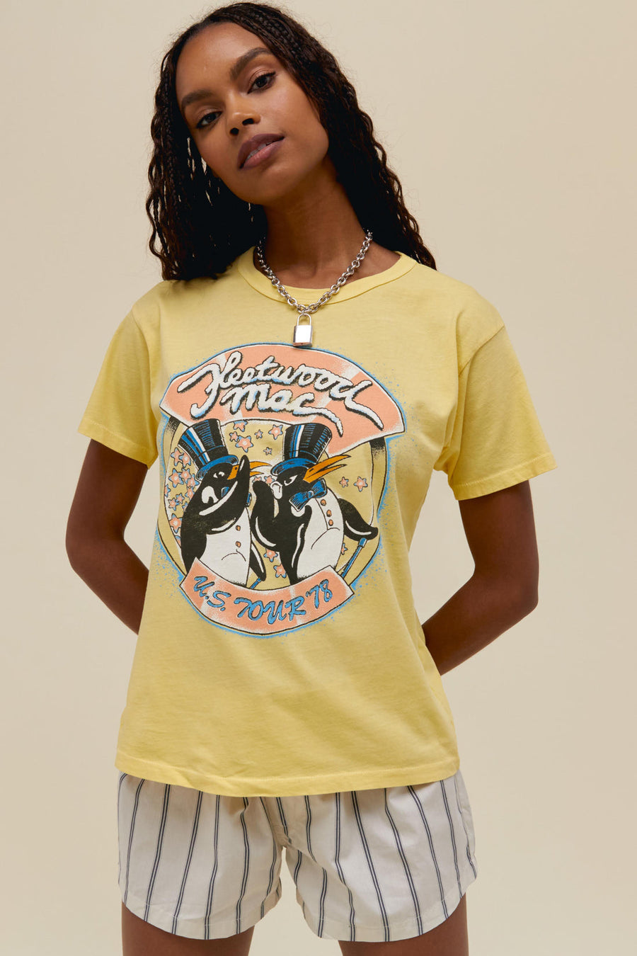 Daydreamer LA Fleetwood Mac Us '78 Ringer Tee in Yellow Bloom – detail